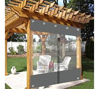 Jolan Paneles Laterales De Lona Impermeable Transparente,Cortinas De Lona Exterior con Cremallera,Lona De Plástico PVC para Pérgola,Porche,Patio,Cenador,Cochera,con Ojales,L×H-2.8×2.2m(9.2 * 7.2ft)