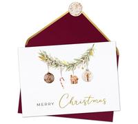 Joli Coon 10 Tarjetas de Navidad Merry Christmas card con sobres y sellos de cera