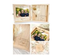 Joli Coon Caja de regalo para abuelo en madera - La felicidad es tener un abuelo como tú - Caja de regalo de alta gama en madera 14 x 14 x 3 cm