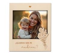 Joli Coon Marco de madera para preguntar a la madrina - Quieres ser mi madrina - Marco de madera magnético para foto juntos