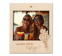 Joli Coon Marco de madera para preguntar a tu testigo - Quieres ser mi testigo - Marco de madera magnético para foto juntos