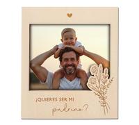 Joli Coon Marco de madera para preguntar al padrino - Quieres ser mi padrino - Marco de madera magnético para foto juntos