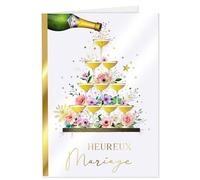 Joli Coon Papeterie Carte de mariage Elegant - Carta de voeux mariage avec enveloppe en papel premium et véritable cachet de cire - 17 x 11,5 cm