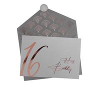 Joli Coon Tarjeta 16 cumpleaños - Happy Birthday 16 - Tarjeta felicitacion 16 cumpleaños con sobre y un sello de cera