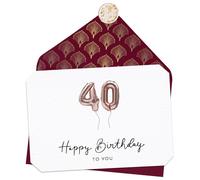 Joli Coon Tarjeta 40 cumpleaños - Happy Birthday 40 - Tarjeta felicitacion 40 cumpleaños con sobre y un sello de cera
