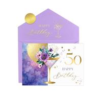 Joli Coon Tarjeta cumpleaños 50 para mujer, ELEGANT, motivo martini