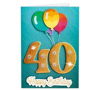 Joli Coon Tarjeta de cumpleaños 40 premium SIGNATURE 3D - Tarjeta 3D para el 40 cumpleaños con sobre de papel premium y pegatina de sello