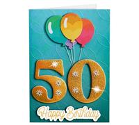 Joli Coon Tarjeta de cumpleaños 50 premium SIGNATURE 3D - Tarjeta 3D para el 50 cumpleaños con sobre de papel premium y pegatina de sello