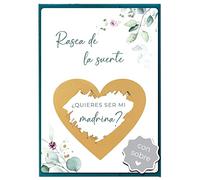 Joli Coon Tarjeta de rascar Quieres ser mi madrina con sobre