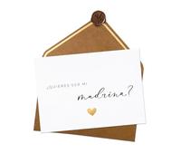 Joli Coon Tarjetas de felicitación Quieres ser mi madrina con sobre y sello de cera