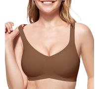 JoliComfy Sujetador Sin Aros Sujetadores Mujer Bra Sujetador Push Up Relleno Comodos Bralette Sin Costuras(Marrón,3XL)