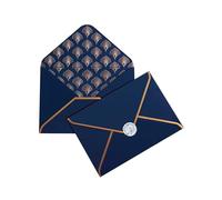 JoliCoon 3 sobres A6 azul oscuro con lámina de oro y sello de lacre - Sobres azul oscuro A6 11,4 x 16,2 cm
