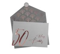 JoliCoon Tarjeta 50 cumpleaños - Happy Birthday 50 - Tarjeta felicitacion 50 cumpleaños con sobre y un sello de cera