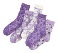 Jolies Chaussettes À Motif Pour Femmes Adolescentes Filles Fleurs À Volants Chaussettes Fantaisie En Coton Medias con liguero adjunto, Morado (, Altoa única