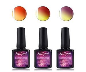 JOLIGEL 3pcs 10ml Pintauñas Esmaltes en Gel Camaleón Semipermanentes para Diseño de Uñas Manicura Pedicura UV LED, Cambia Color con Temperatura, 007