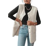 Joligiao Chaleco de Forro Polar Mujer Termico Sin Mangas Chaleco de Invierno Largo Chaqueta Mujer Lana Polar Invierno con Bolsillos con Botón Cálido Chaqueta de Peluche