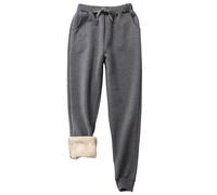 Joligiao Invierno Pantalones Chándal Mujer Pantalones Deportivos con Forro Polar Grueso Jogger Pantalones con Bolsillos Pantalones Jogging de Lana Pantalones Térmico Elástica(A-Gris Profundo,S)