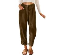 Joligiao Pantalones Mujer Casuales Pantalon Pana Mujer Largas Pantalon Pierna Ancha Cintura Alta Elástico Pantalones de Pana Sólido Cómodo Largos Causal Pantalón Otoño Invierno Vintage con Bolsillos