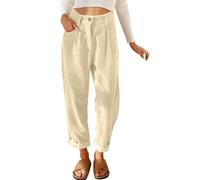 Joligiao Pantalones Mujer Casuales Pantalon Pana Mujer Largas Pantalon Pierna Ancha Cintura Alta Elástico Pantalones de Pana Sólido Cómodo Largos Causal Pantalón Otoño Invierno Vintage con Bolsillos