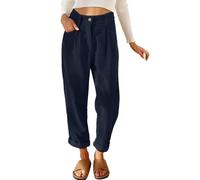 Joligiao Pantalones Mujer Casuales Pantalon Pana Mujer Largas Pantalon Pierna Ancha Cintura Alta Elástico Pantalones de Pana Sólido Cómodo Largos Causal Pantalón Otoño Invierno Vintage con Bolsillos