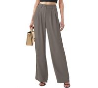 Joligiao Pantalones Mujer Verano Cintura Alta Pantalones Elasticos Pantalones Largos Causal Pantalon Ancho con Bolsillos Pantalones Largos Verano Elegante Cómodos Pantalones Palazzo(Café,S)
