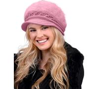Joligiao Sombrero de Punto para Mujer Sombrero Invierno Gorros de Punto Elegante Francés Invierno Gorro de Punto Cálido Sombrero de Invierno Gorro con Forro Polar Grueso Lana(Rosa,Talla única)