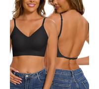 Joligiao Sujetador sin Espalda Mujer Sujetador Básico Sujetadores sin Aros Push Up con Relleno Sujetador Invisible Mujer Sujetadores Espalda Descubierta con Tirantes Multiposición Regulables Bralette