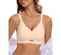 Joligiao Sujetadores sin Aros Mujer Sujetador Push Up sin Costuras con Relleno Bralette con Cuello En V Sexy Bra Básico Sujetadores Diario Sujetador Cómodo con Soporte(Beige,XL)
