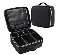 Joligrace Bolsa de maquillaje para cosméticos, caja de belleza de viaje, caja de maquillaje para tren de peluquería, Black, Mini size: 26x23x9.5cm