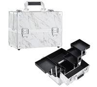 Joligrace Maletín Maquillaje Profesional Estuche de Maquillaje Caja Maquillaje Organizador Maletín Manicura Grande Makeup Case Cosmético Maletín de Uñas Caja de Bellaza Vacio, Mármol Blanco