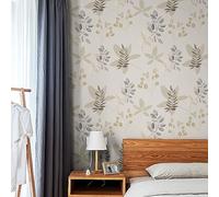 JOLIHOME Beige Papel Pintado Autoadhesivo Marrón y Gris Vintage Efecto Hojas y Frutas Papel de Contacto Plástico Autoadhesivo Film de Vinilo Rollos Impermeables para Dormitorio Baño 44.5x500cm