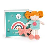 Jolijou JJ6003 - Mi Primera muñeca Dulce Verde - Caja de Regalo - 21 cm - Hebillas Naranjas para manipular - con Peluche - Idea de Regalo de Nacimiento para niña
