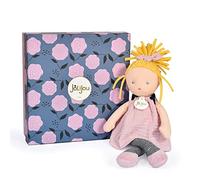 Jolijou - Muñeca de Trapo Les Doucettes - Inès - Rosa - 30 cm - JJ6012 | Vestido rosa, medias a rayas y zapatillas - Cabello rubio - con caja de regalo - Idea de regalo para el nacimiento