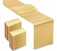 JoliJour Camino de Mesa Saten,Paquete de 20 Caminos de Mesa de Satén Liso de 30*275CM,Rectángulo y Decoraciones de Mesa Redonda para Bodas,Decoraciones para Fiestas de Cumpleaño,Banquete,Oro Rosa