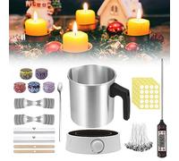 JoliJour Diy Candle Making Kit,Kit Velas Caseras con Placa Calefactora Electrónica para Fundidor de Cera,Termómetro Digital,Taza de Cera Derretida de 1,2 l,Potencia 90-300w Regulable,Kit Hacer Velas