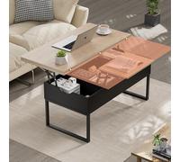 JoliJour Mesa de Centro Elevable Moderna, Mesa Baja Elevable Negra Madera 100cm