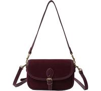 JOLILUNA Bolso cruzado de gamuza marrón - Bolso de moda para mujer - Color vino borgoña - Otoño, Borgoña, Small