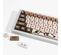 JOLINTAL 136 Teclas Redondas de café, Teclas PBT Moa, Teclas Dye-Sub Custom Keycaps 60%, Beige Keycaps Brown Keycaps for Mechanical Keycaps (Chocolate Coffee Keycaps for Winter)