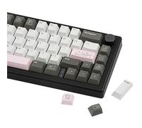 JOLINTAL Teclas de material PBT, 130 teclas, estilo minimalista, teclas negras y blancas, teclas de perfil de cereza, tinte sub negro y blanco, para interruptores Cherry MX, teclado mecánico para