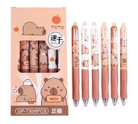 jolis stylos gel,-Stylos À Encre Gel Rétractables Capybara De Dessin Animé 6X - Fournitures Scolaires, Prix De Récompense De Classe, Stylos À Bille À Gel De 0,5 mm Pour Femmes,