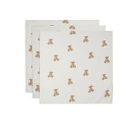 Jollein 535-851-66095 - Pañuelos para eructos (algodón, 3 unidades, 70 x 70 cm), diseño de oso de peluche, color blanco