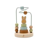 Jollein Aro de madera para desarrollar la motricidad fina - Con cuentas de madera y juego de apilamiento - Bunny Luz