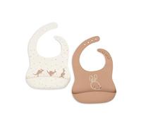 Jollein Baberos de silicona para bebés - Canguro - Paquete de 2 - Baberos impermeables para bebés y niños pequeños - Con bolsillo de captura - Babero lavable