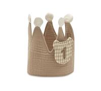 Jollein Corona de cumpleaños para bebé y niño - Osito de peluche - Con números del 1 al 4 - Corona de tela suave con lazos - Reutilizable - Para cumpleaños, fotos y fiestas infantiles