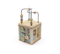 Jollein Cubo de Madera para motricidad, con Lazo de motricidad, Engranajes y Juego de Ranuras, Juguete para bebé, promueve la motricidad Fina y la coordinación, Juguete de Madera, Madera certificada