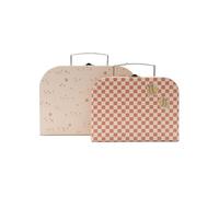 Jollein Maleta de juguete infantil - Bonito picnic - 2 piezas - Maletas infantiles de cartón - Con asa y hebilla - Diseño floral y estampado interior - Para juguetes de bebé - Decoración infantil