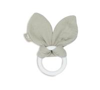 Jollein Mordedor Baby Bunny Ears Olive Green - Baby Greifling - Algodón - Anillo de silicona - Certificado OEKO-TEX - Ayuda dental - Juguete para bebé