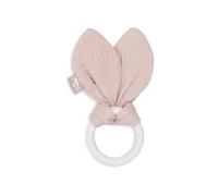 Jollein Mordedor Baby Bunny Ears Wild Rose - Baby Greifling - Algodón - Anillo de silicona - Certificado OEKO-TEX - Ayuda dental - Juguete para bebé