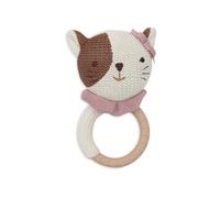 Jollein Mordedor Baby - Jill - Ayuda para la dentición - Libre de BPA - Cabeza de Gato Tejida - Mordedor de Silicona - Juguetes para bebés - Alivio del Dolor de la dentición