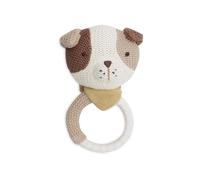 Jollein Mordedor Baby - Mick - Ayuda para la dentición - Libre de BPA - Cabeza de Perro Tejida - Mordedor de Silicona - Juguetes para bebés - Alivio del Dolor de la dentición